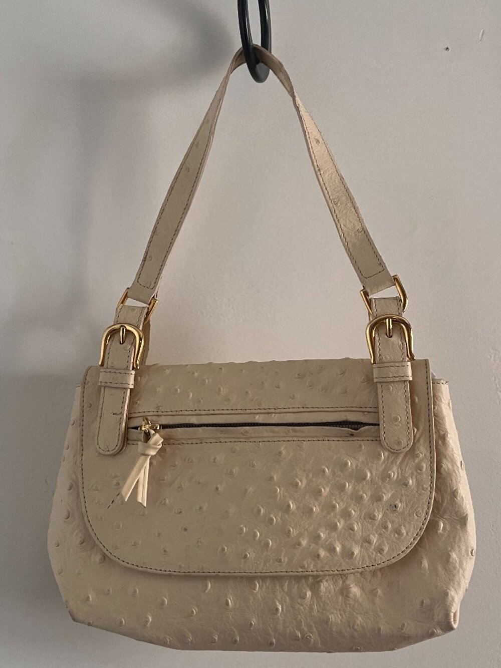 Vintage Bella Borsa White Ostrich Shoulder Bag c1970s